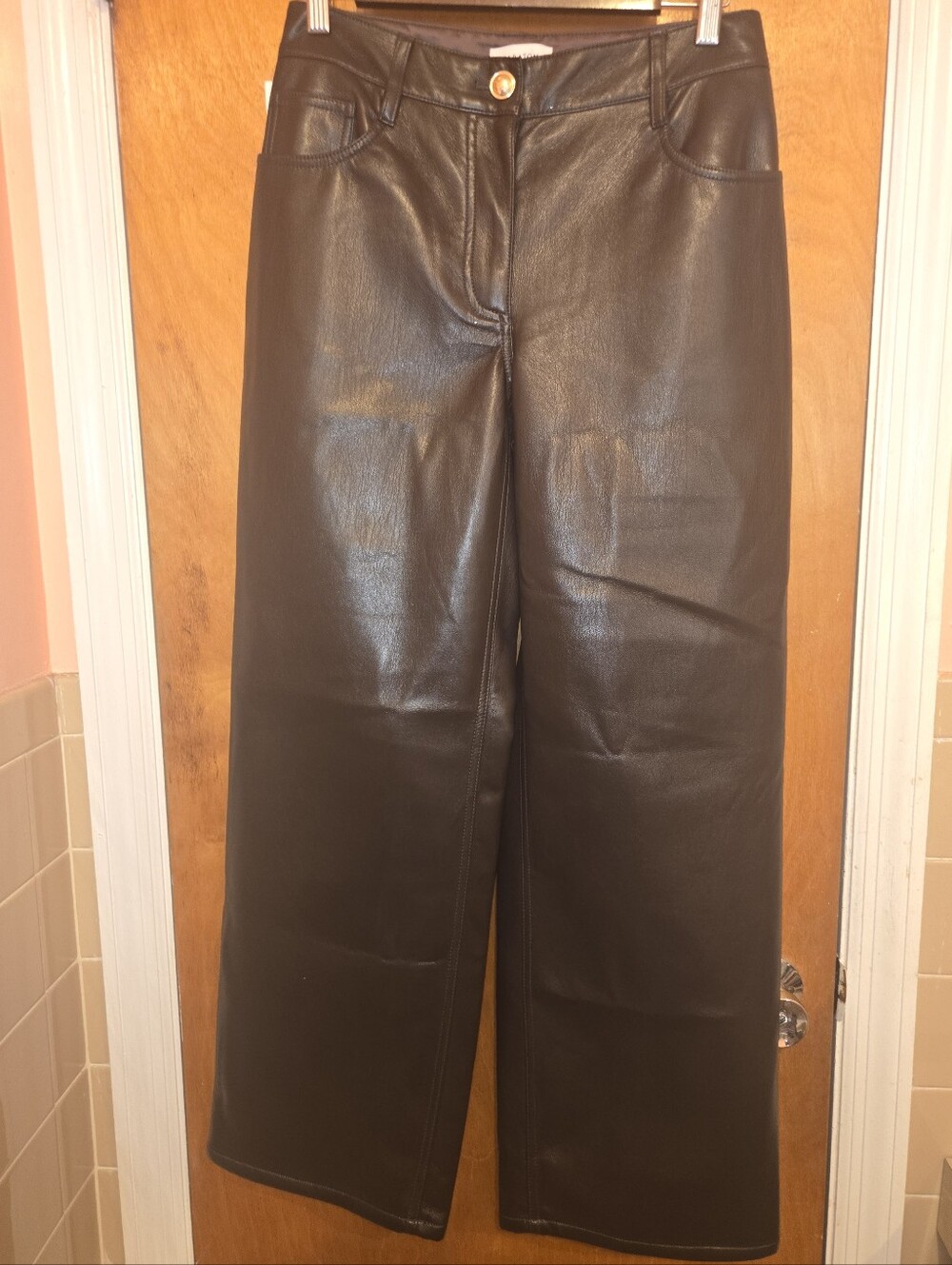 NWT Babaton District Rich Mocha Brown Faux Leather Pants